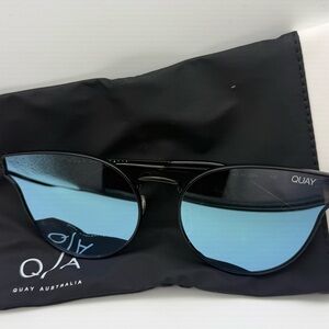 QUAY Australia All My Love CatEye Black Frame and Blue Lens Sunglasses NWT